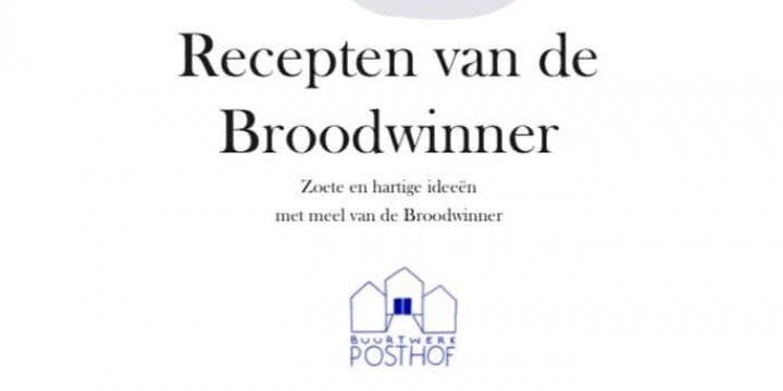 Broodwinner logo en zoete en hartige ideeën met meel van broodwinner tekst.